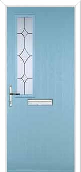 Mid Square (off set) Crystal Diamond Composite Front Door in Duck Egg Blue