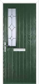 Mid Square (off set) Crystal Diamond Composite Front Door in Green