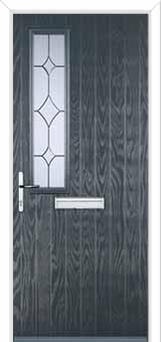 Mid Square (off set) Crystal Diamond Composite Front Door in Anthracite Grey