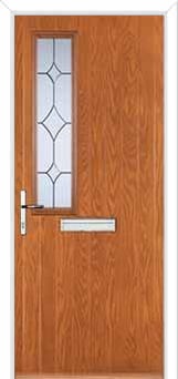 Mid Square (off set) Crystal Diamond Composite Front Door in Oak