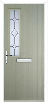 Mid Square (off set) Crystal Diamond Composite Front Door in Pebble Grey