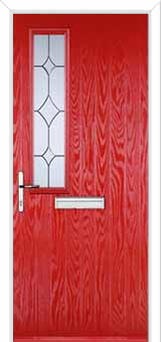 Mid Square (off set) Crystal Diamond Composite Front Door in Poppy Red