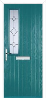 Mid Square (off set) Crystal Diamond Composite Front Door in Turquoise Blue