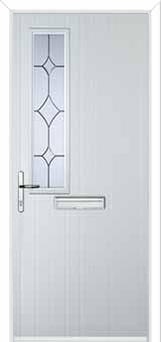 Mid Square (off set) Crystal Diamond Composite Front Door in White