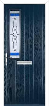 Mid Square (off set) Crystal Harmony Composite Front Door in Dark Blue