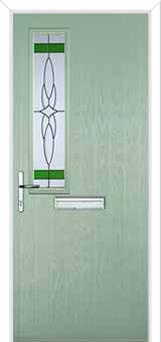 Mid Square (off set) Crystal Harmony Composite Front Door in Chartwell Green