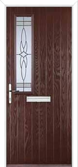 Mid Square (off set) Crystal Harmony Composite Front Door in Darkwood
