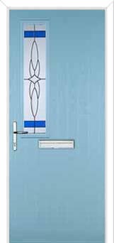 Mid Square (off set) Crystal Harmony Composite Front Door in Duck Egg Blue