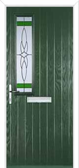 Mid Square (off set) Crystal Harmony Composite Front Door in Green