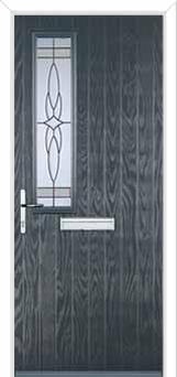 Mid Square (off set) Crystal Harmony Composite Front Door in Anthracite Grey
