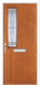 Mid Square (off set) Crystal Harmony Composite Front Door in Oak