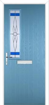Mid Square (off set) Crystal Harmony Composite Front Door in Pastel Blue