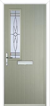 Mid Square (off set) Crystal Harmony Composite Front Door in Pebble Grey
