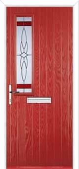 Mid Square (off set) Crystal Harmony Composite Front Door in Red