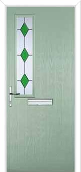 Mid Square (off set) Drop Diamond Composite Front Door in Chartwell Green