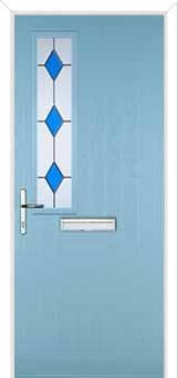 Mid Square (off set) Drop Diamond Composite Front Door in Duck Egg Blue