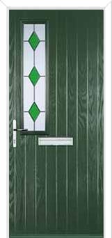 Mid Square (off set) Drop Diamond Composite Front Door in Green