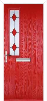 Mid Square (off set) Drop Diamond Composite Front Door in Poppy Red