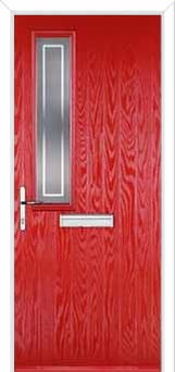 Mid Square (off set) Enfield Composite Front Door in Poppy Red