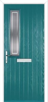 Mid Square (off set) Enfield Composite Front Door in Turquoise Blue