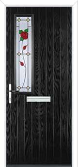 Mid Square (off set) English Rose Composite Front Door in Black