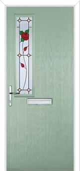 Mid Square (off set) English Rose Composite Front Door in Chartwell Green