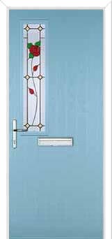 Mid Square (off set) English Rose Composite Front Door in Duck Egg Blue