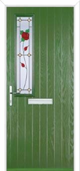 Mid Square (off set) English Rose Composite Front Door in Fern Green