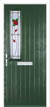 Mid Square (off set) English Rose Composite Front Door in Green