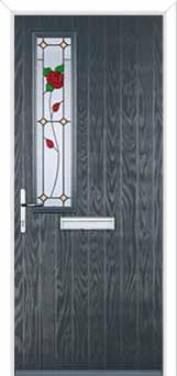 Mid Square (off set) English Rose Composite Front Door in Anthracite Grey