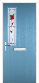 Mid Square (off set) English Rose Composite Front Door in Pastel Blue
