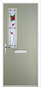 Mid Square (off set) English Rose Composite Front Door in Pebble Grey