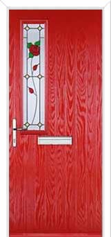 Mid Square (off set) English Rose Composite Front Door in Poppy Red