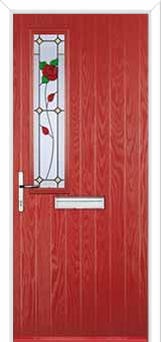 Mid Square (off set) English Rose Composite Front Door in Red