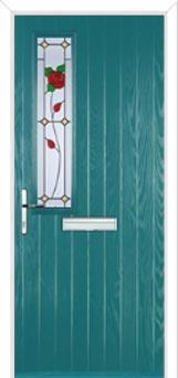 Mid Square (off set) English Rose Composite Front Door in Turquoise Blue