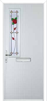 Mid Square (off set) English Rose Composite Front Door in White