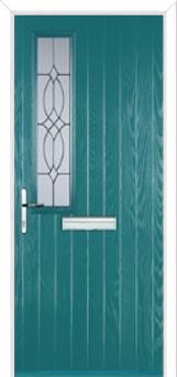 Mid Square (off set) Flair Composite Front Door in Turquoise Blue