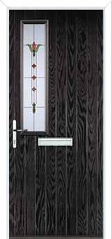 Mid Square (off set) Fleur Composite Front Door in Black Brown