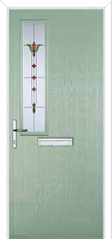 Mid Square (off set) Fleur Composite Front Door in Chartwell Green