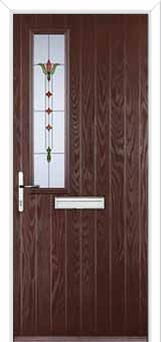 Mid Square (off set) Fleur Composite Front Door in Darkwood