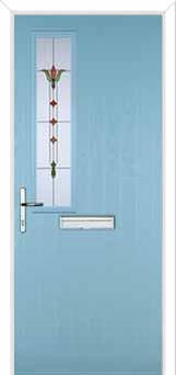 Mid Square (off set) Fleur Composite Front Door in Duck Egg Blue