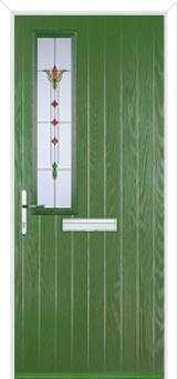 Mid Square (off set) Fleur Composite Front Door in Fern Green