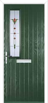 Mid Square (off set) Fleur Composite Front Door in Green