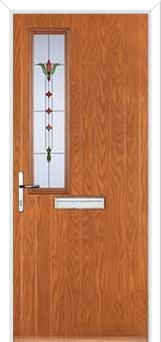 Mid Square (off set) Fleur Composite Front Door in Oak
