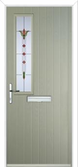 Mid Square (off set) Fleur Composite Front Door in Pebble Grey