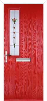 Mid Square (off set) Fleur Composite Front Door in Poppy Red