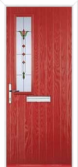 Mid Square (off set) Fleur Composite Front Door in Red
