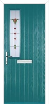 Mid Square (off set) Fleur Composite Front Door in Turquoise Blue