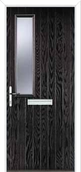 Mid Square (off set) Glazed Composite Front Door in Black Brown