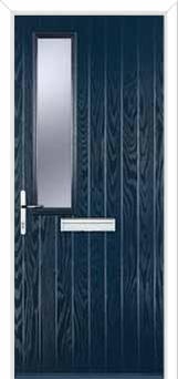 Mid Square (off set) Glazed Composite Front Door in Dark Blue
